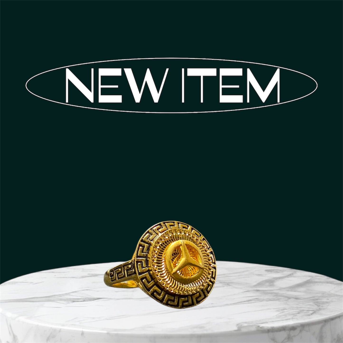 22ct Versace with Mercedes Logo Men's Ring
