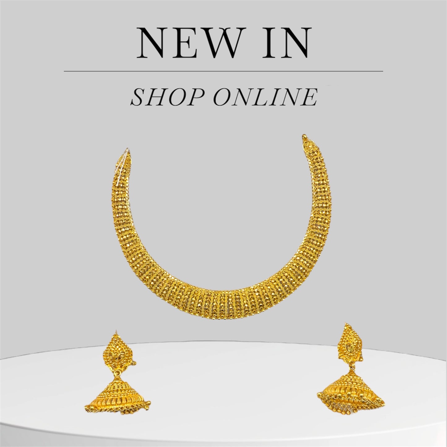 22ct Filigree Choker Necklace With Jhumki Set