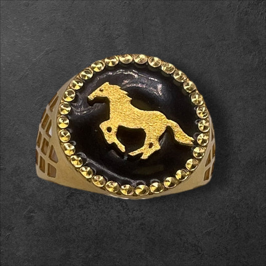22ct Horse Mens Ring