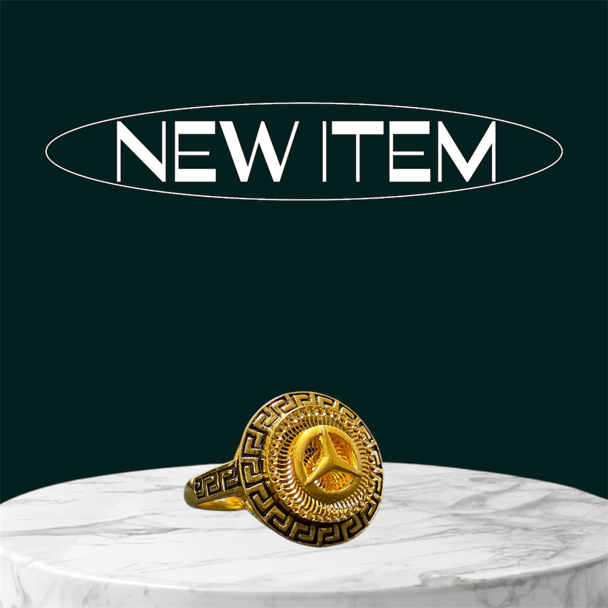 22ct Versace with Mercedes Logo Men's Ring