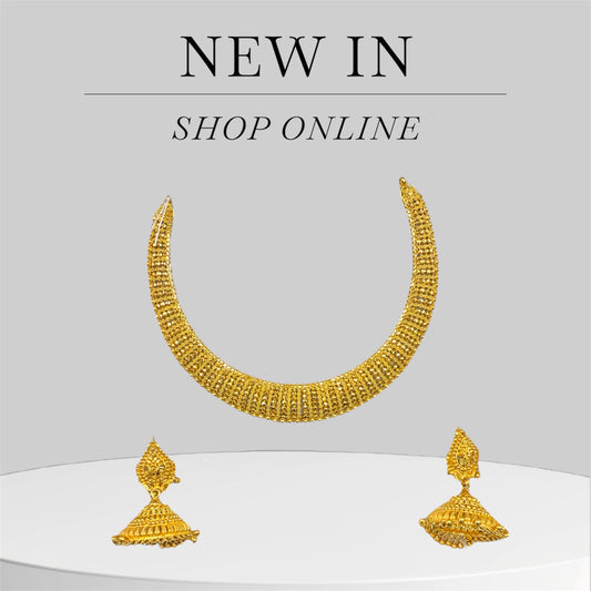 22ct Filigree Choker Necklace With Jhumki Set