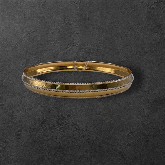 22ct Gold Kada with Rhodium Dot design