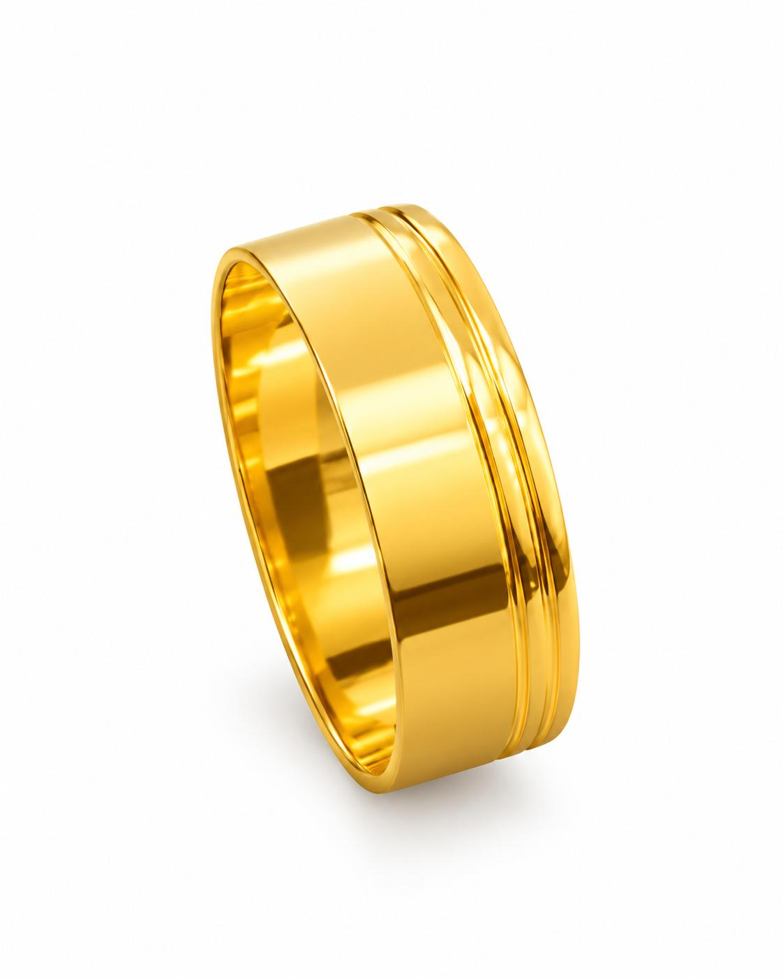 Classic Gold Band with Two Lines
