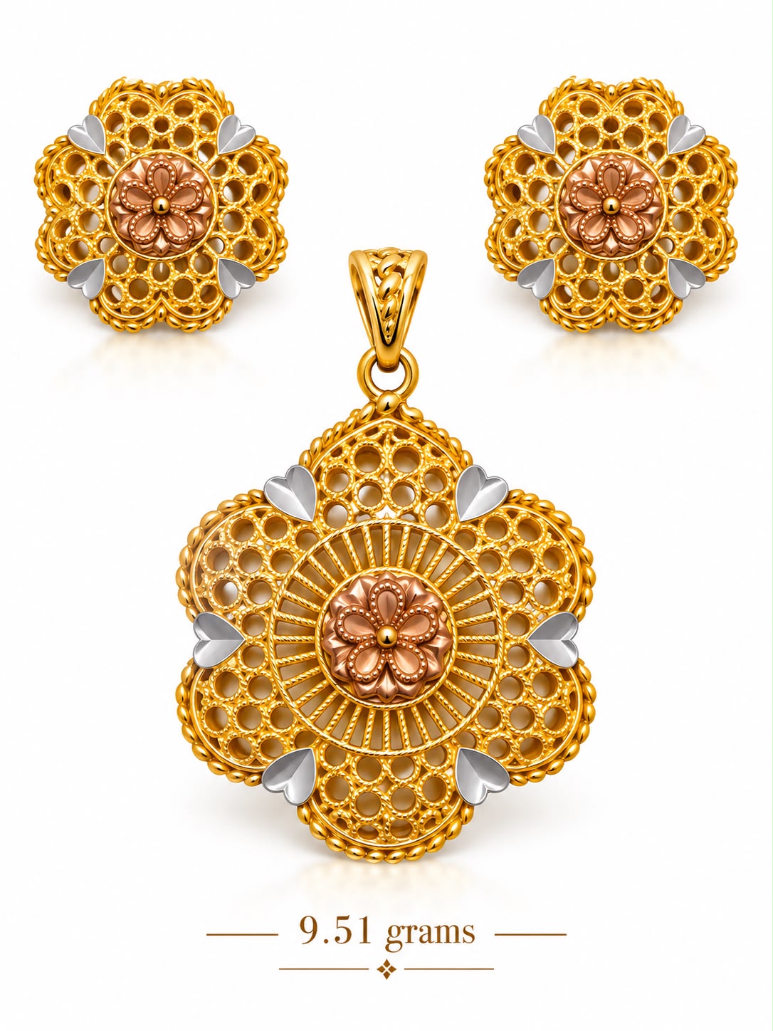 Turkish Three Tone Pendant Set