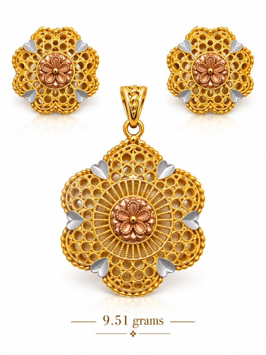 Turkish Three Tone Pendant Set